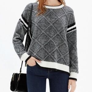 Madewell High Low Wool Argyle Diamondflip Sweater